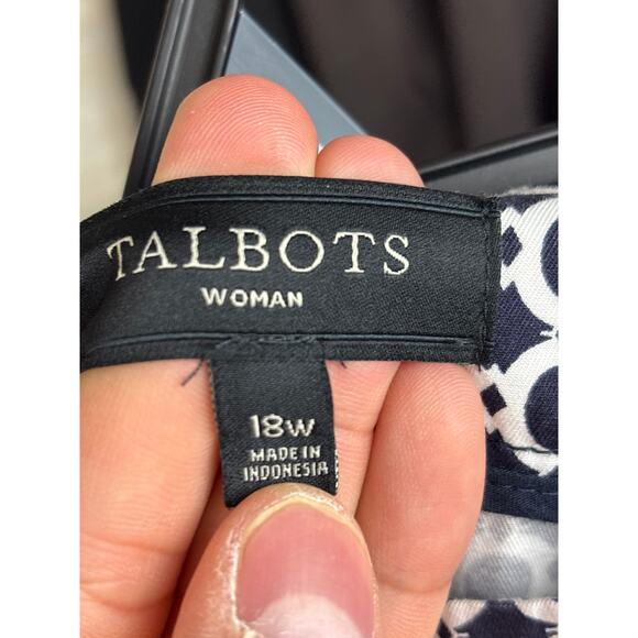 Talbots Women’s 18 Plus Navy Blue White Geometric Heritage Crop Stretch Pants - Picture 4 of 6